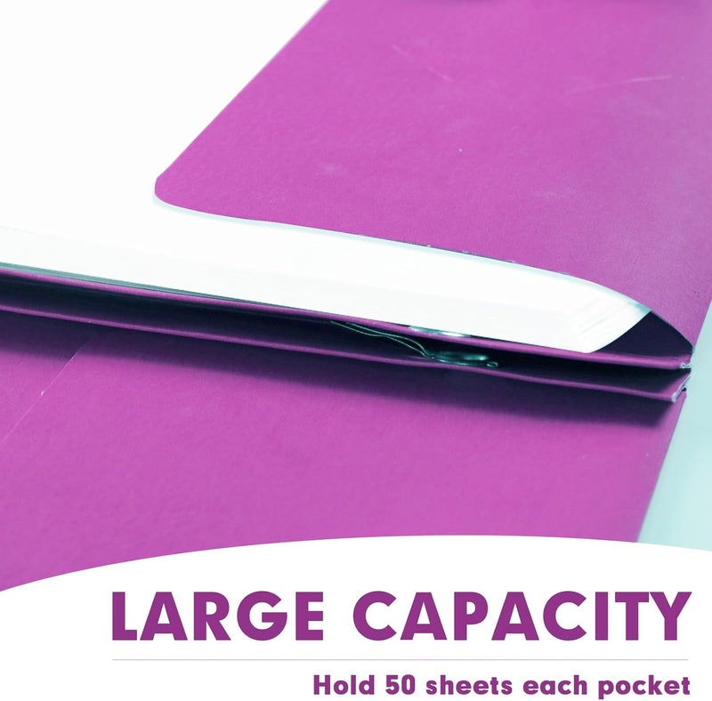RAZCC Two Pocket Folders, 75 Pack Two Pocket Folders with Prongs, 3 Prong Folders Fit Letter Size Paper, Pocket File Folders for School Office Home Business, Rose Purple - Image 5